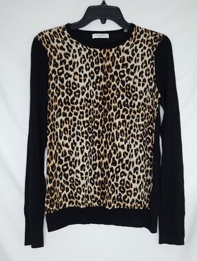 EQUIPMENT Roland Leopard Print Wool & Silk Blend Women's Pullover Sweater SMALL